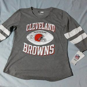 Womens Cleveland Browns 3/4 long sleeve T shirt Official NFL merch size S NWT